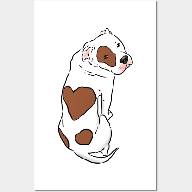 Pitbull with brown heart spot, Pitbull Love Wall Art by sockdogs